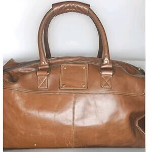 Vintage Fossil "Long Live Vintage 1954" Brown Leather duffel bag 22"x 12"x 11"